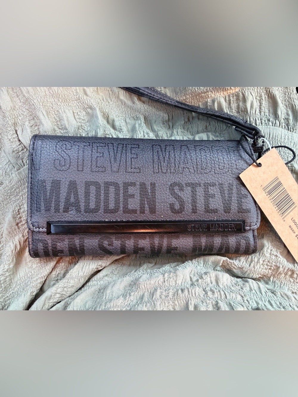 Steve Madden Charcoal Logo Wristlet Wallet